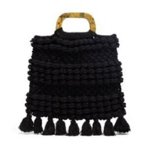CLEOBELLA Macramé Black Thalia Tote with Shell Handles